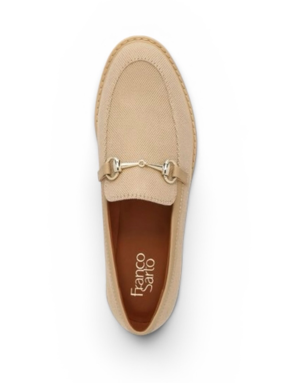 Franco Sarto Cason Woven Canvas Horsebit Loafer in Natural Size 9 1/2